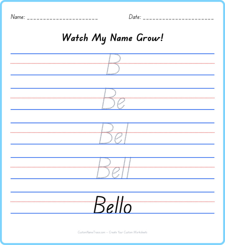 Free Bello custom name tracing - pyramid free worksheet