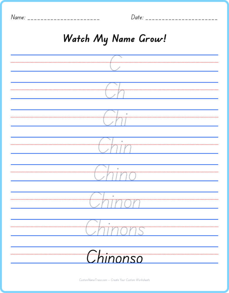 Free Chinonso custom name tracing - pyramid free worksheet