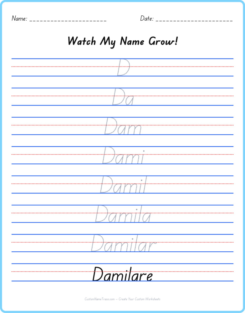 Free Damilare custom name tracing - pyramid free worksheet