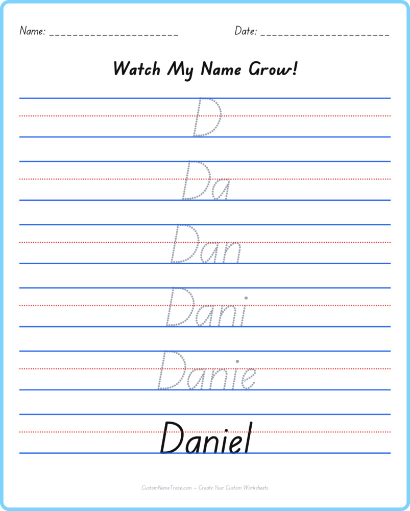 Free Daniel custom name tracing - pyramid free worksheet