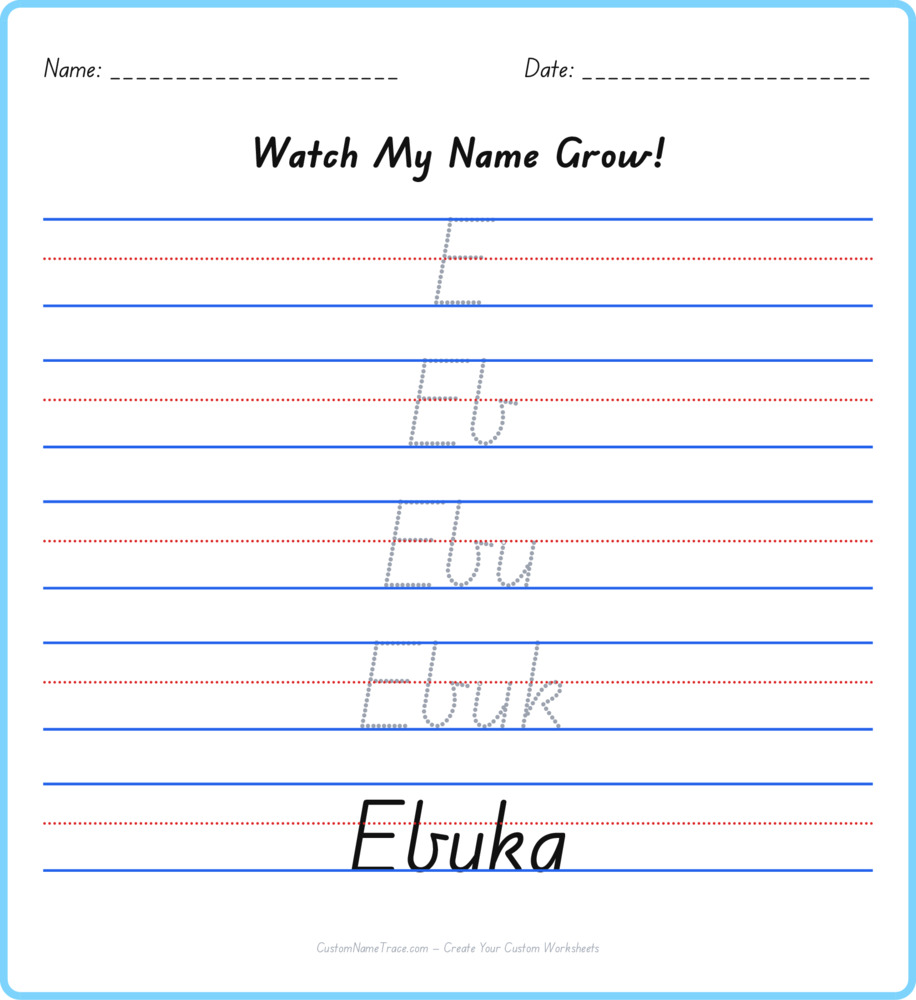 Free Ebuka custom name tracing - pyramid free worksheet