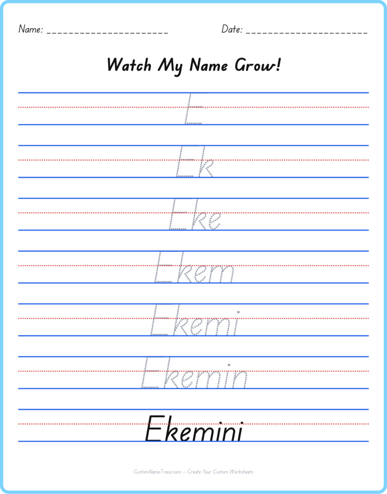 Free Ekemini custom name tracing - pyramid free worksheet