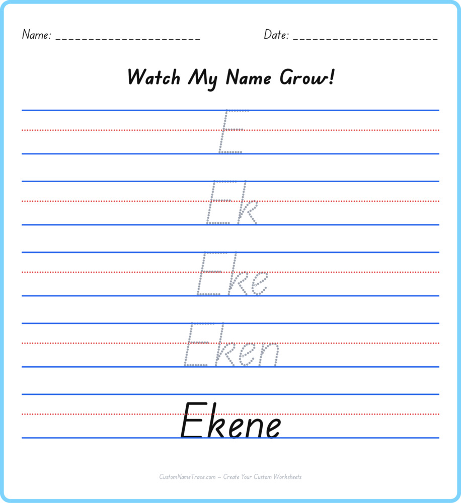 Free Ekene custom name tracing - pyramid free worksheet