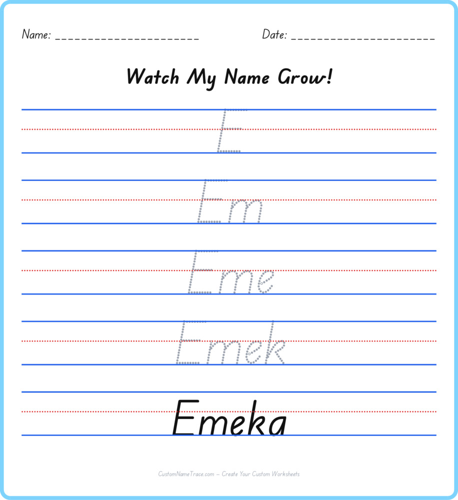 Free Emeka custom name tracing - pyramid free worksheet