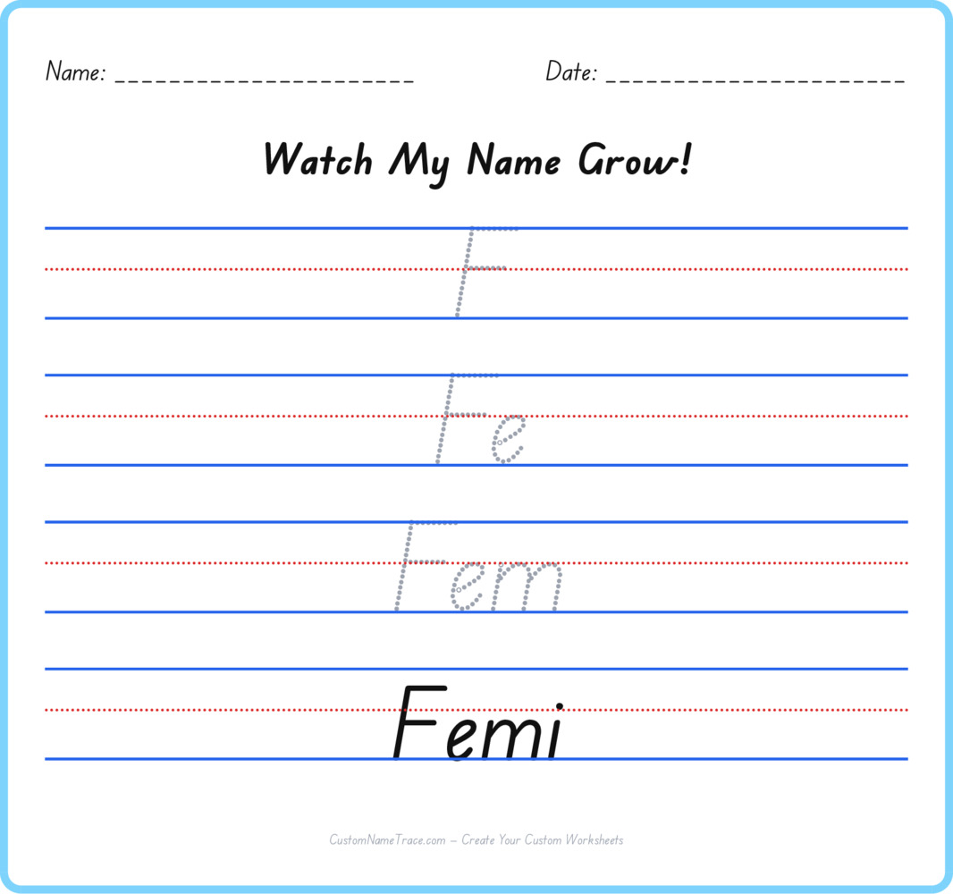Free Femi custom name tracing - pyramid free worksheet