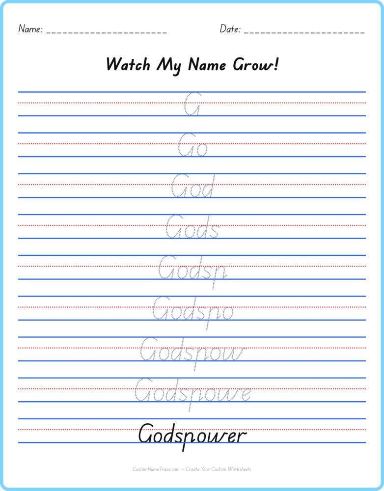 Free Godspower custom name tracing - pyramid free worksheet