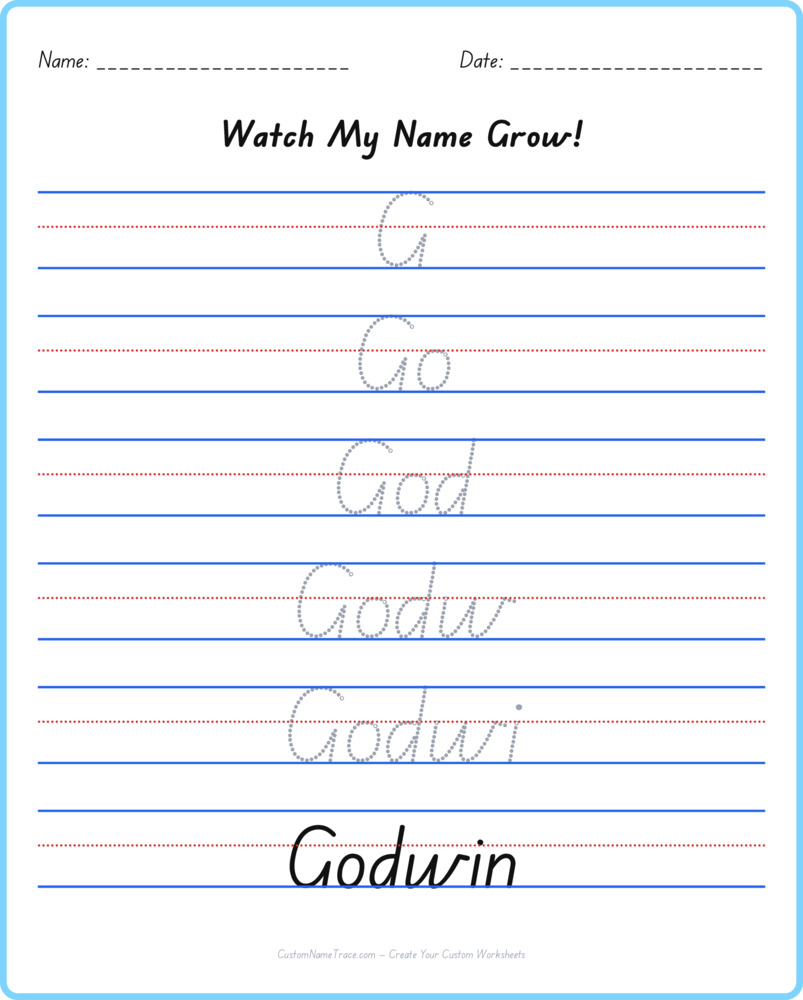 Free Godwin custom name tracing - pyramid free worksheet