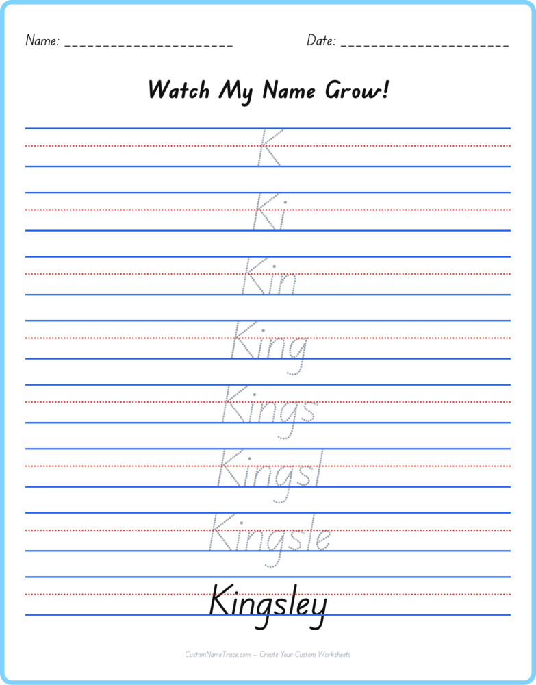 Free Kingsley custom name tracing - pyramid free worksheet