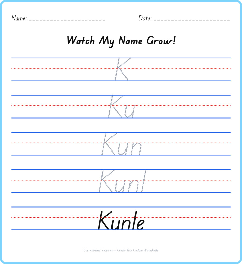 Free Kunle custom name tracing - pyramid free worksheet