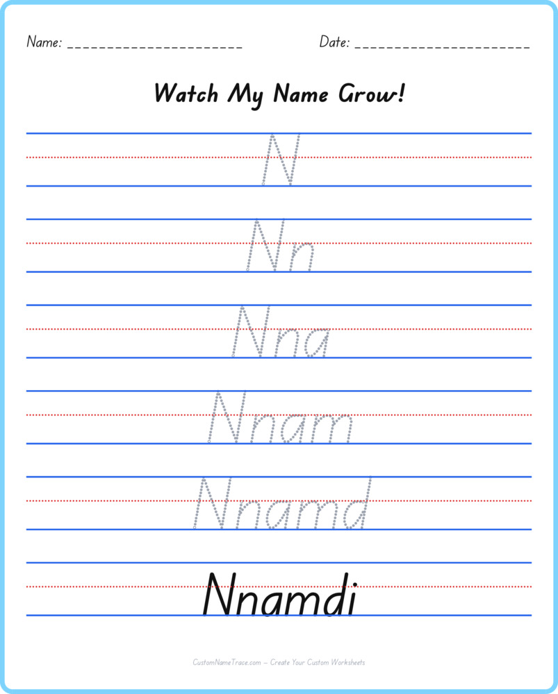 Free Nnamdi custom name tracing - pyramid free worksheet