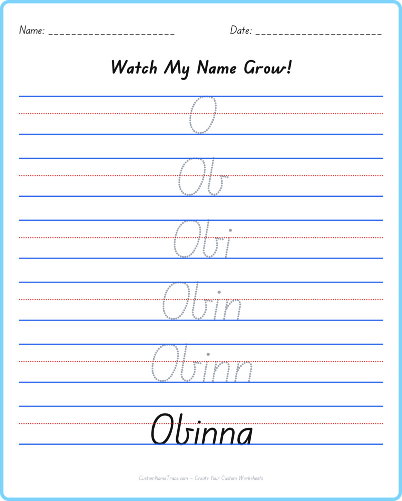 Free Obinna custom name tracing - pyramid free worksheet