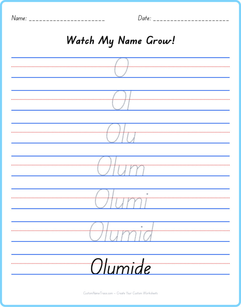 Free Olumide custom name tracing - pyramid free worksheet