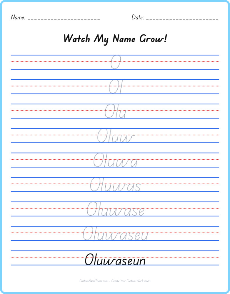 Free Oluwaseun custom name tracing - pyramid free worksheet