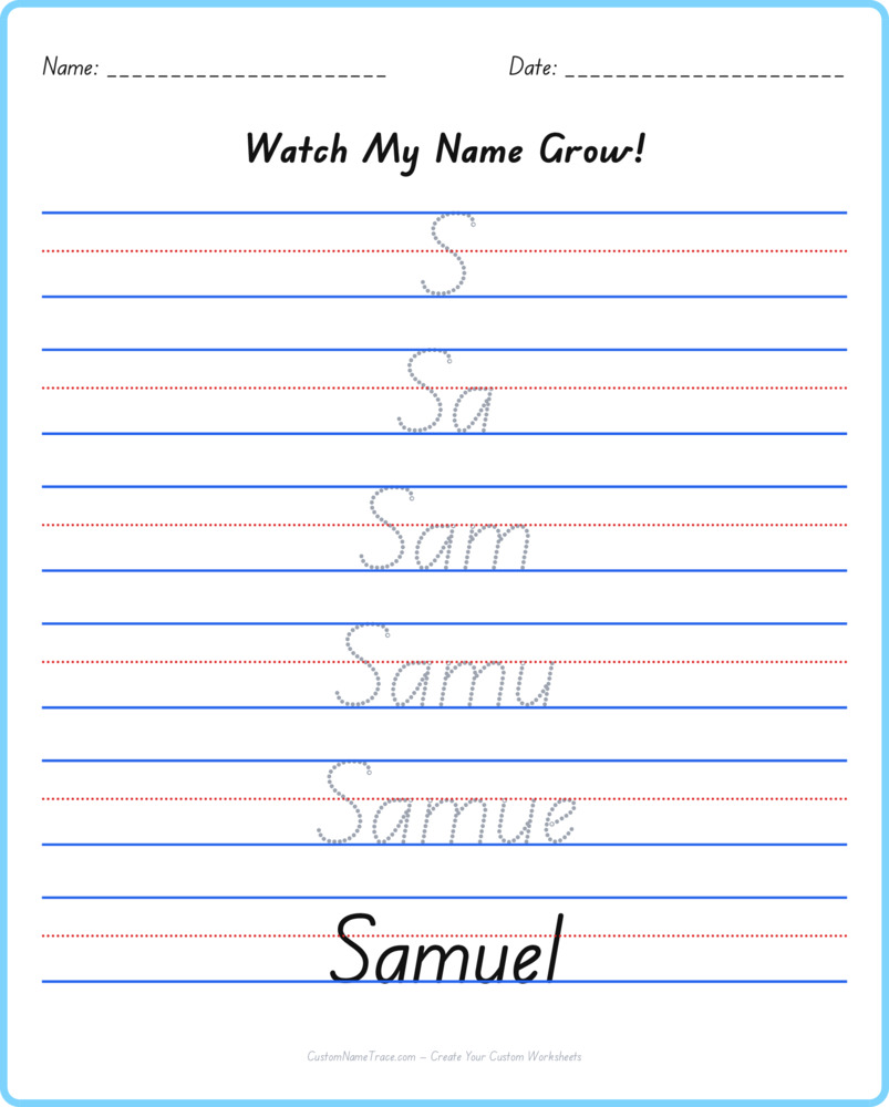 Free Samuel custom name tracing - pyramid free worksheet