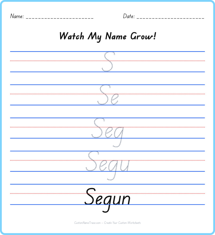 Free Segun custom name tracing - pyramid free worksheet