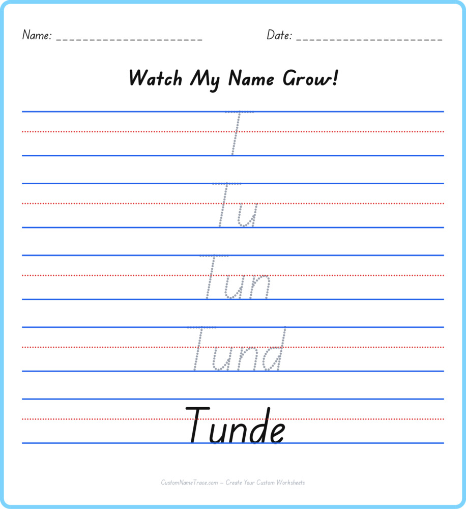 Free Tunde custom name tracing - pyramid free worksheet
