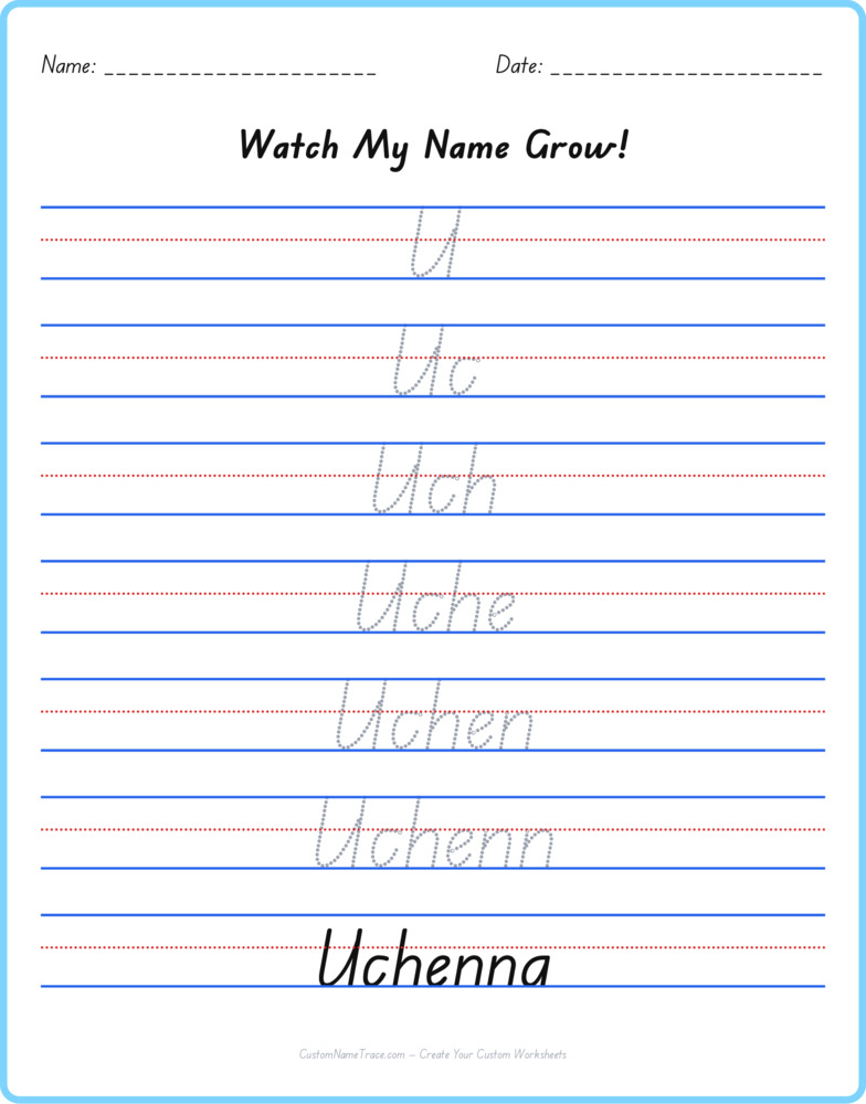 Free Uchenna custom name tracing - pyramid free worksheet