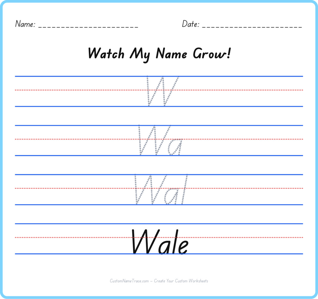 Free Wale custom name tracing - pyramid free worksheet