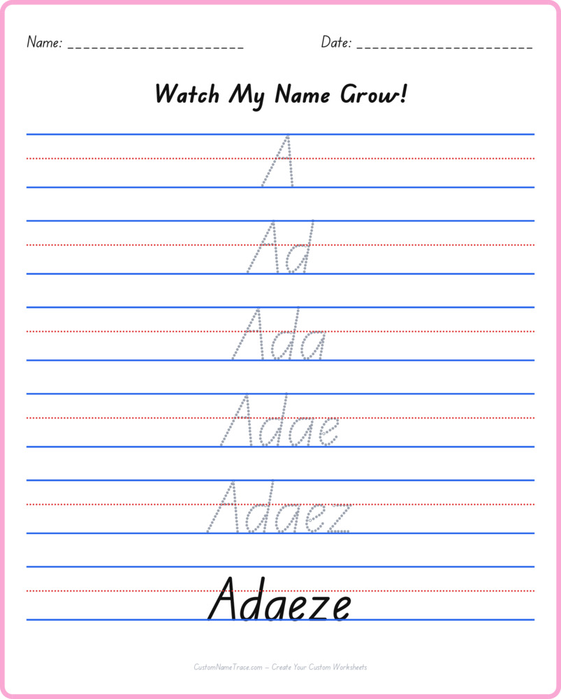 Free Adaeze custom name tracing - pyramid free worksheet