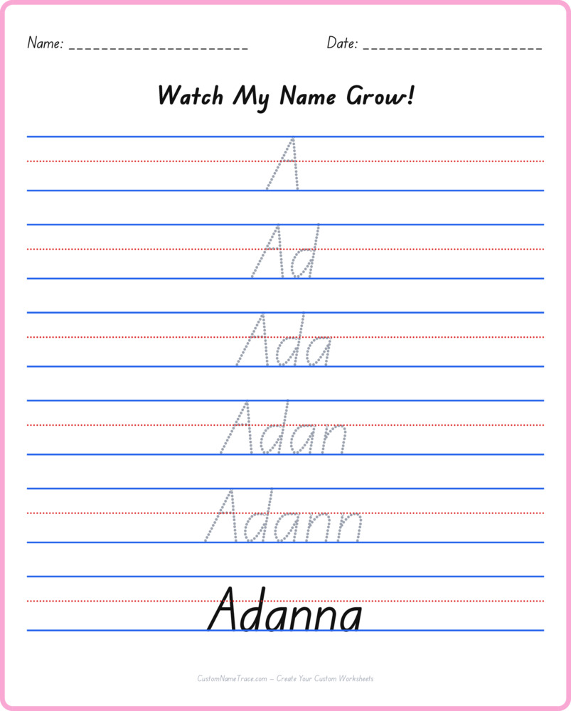 Free Adanna custom name tracing - pyramid free worksheet