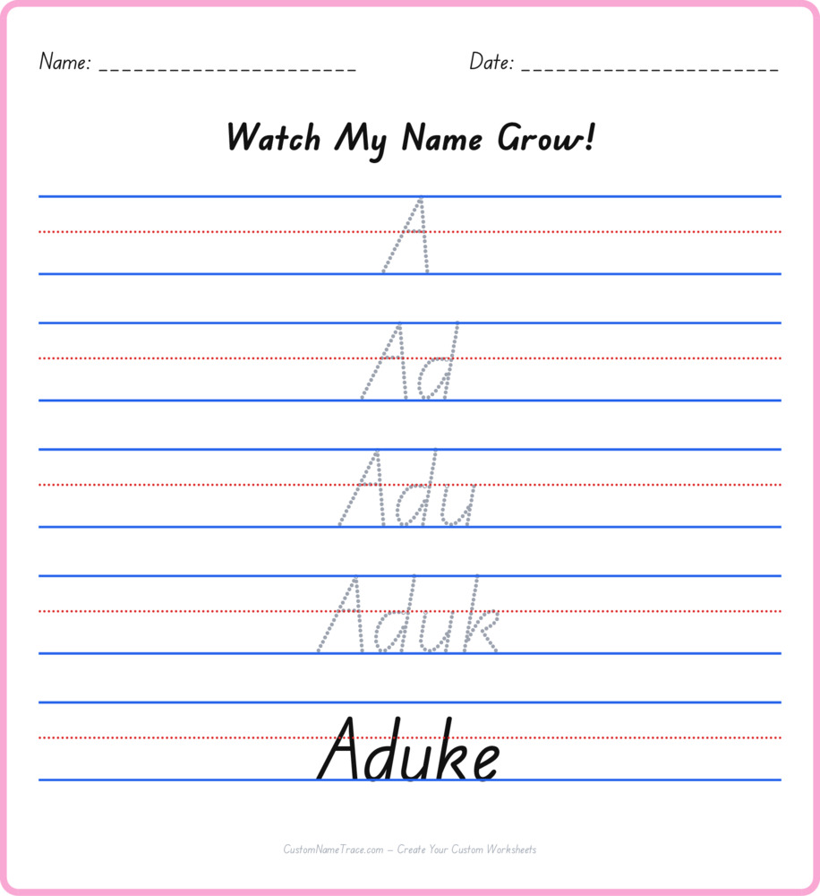 Free Aduke custom name tracing - pyramid free worksheet