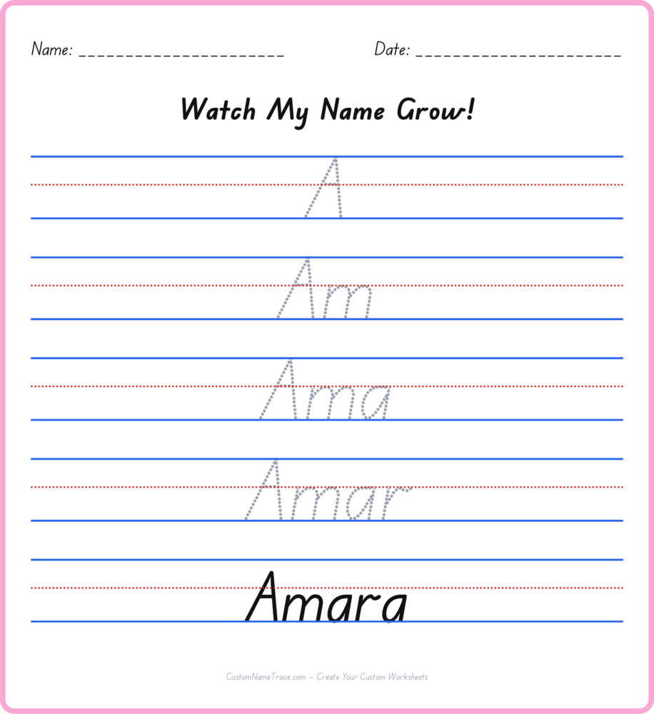 Free Amara custom name tracing - pyramid free worksheet