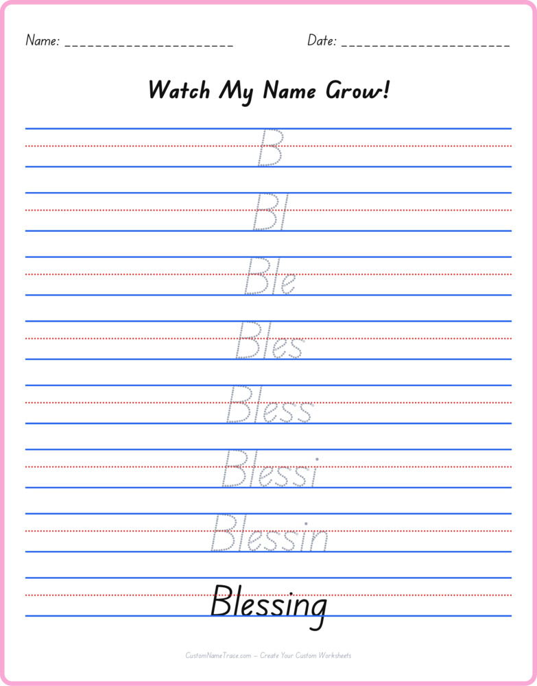 Free Blessing custom name tracing - pyramid free worksheet