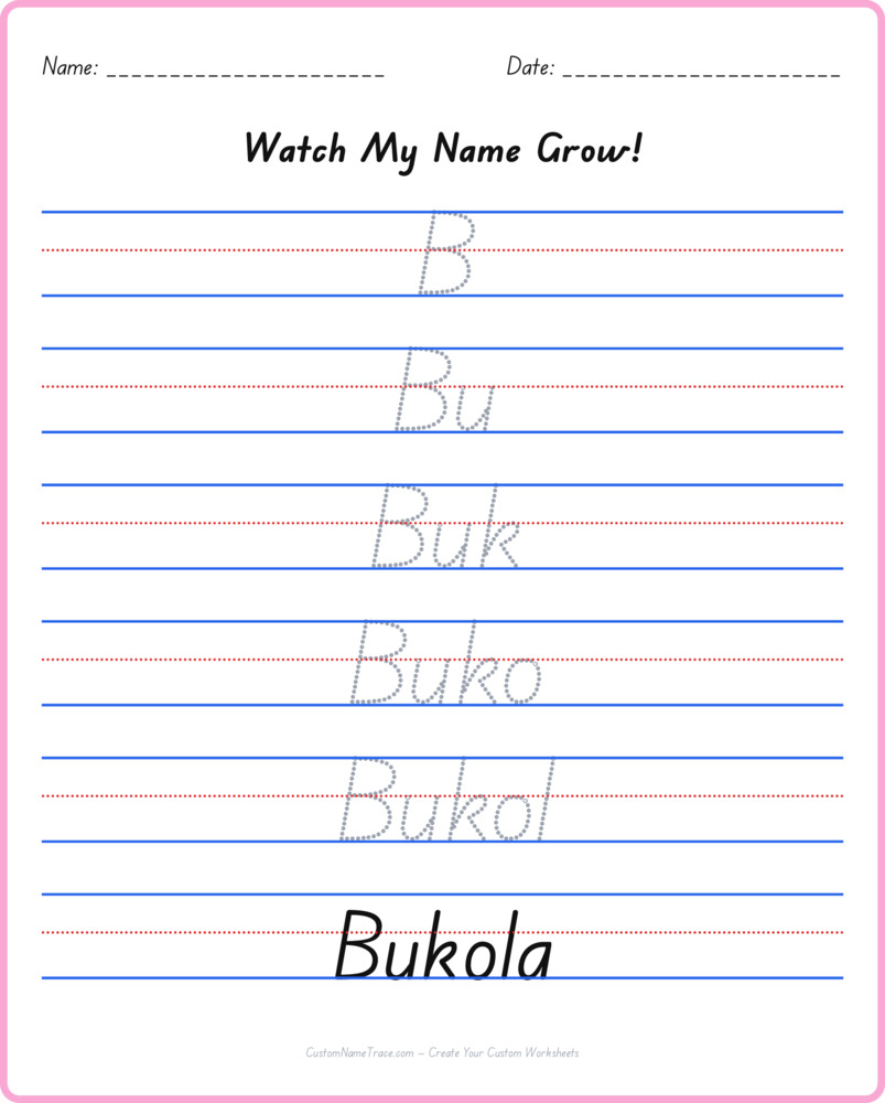 Free Bukola custom name tracing - pyramid free worksheet