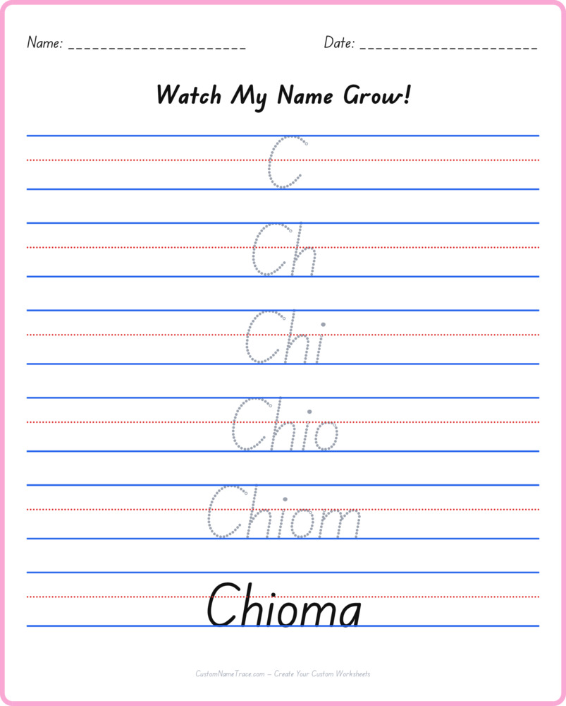 Free Chioma custom name tracing - pyramid free worksheet