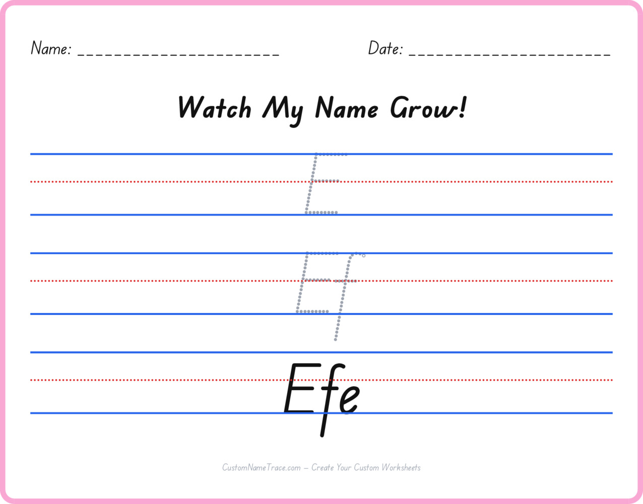 Free Efe custom name tracing - pyramid free worksheet