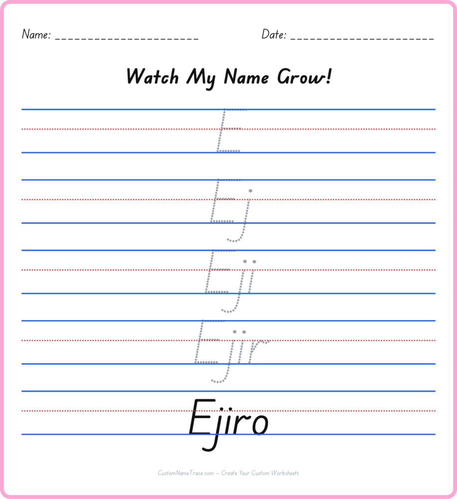 Free Ejiro custom name tracing - pyramid free worksheet
