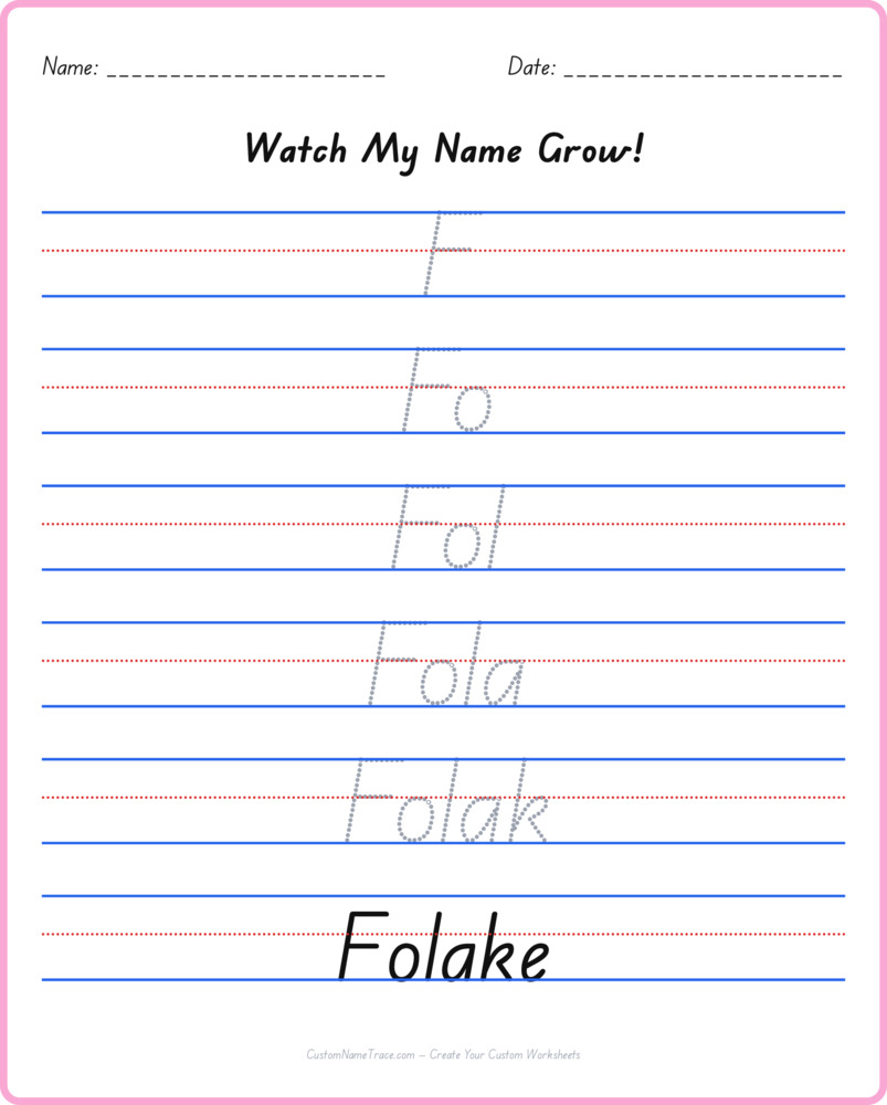 Free Folake custom name tracing - pyramid free worksheet