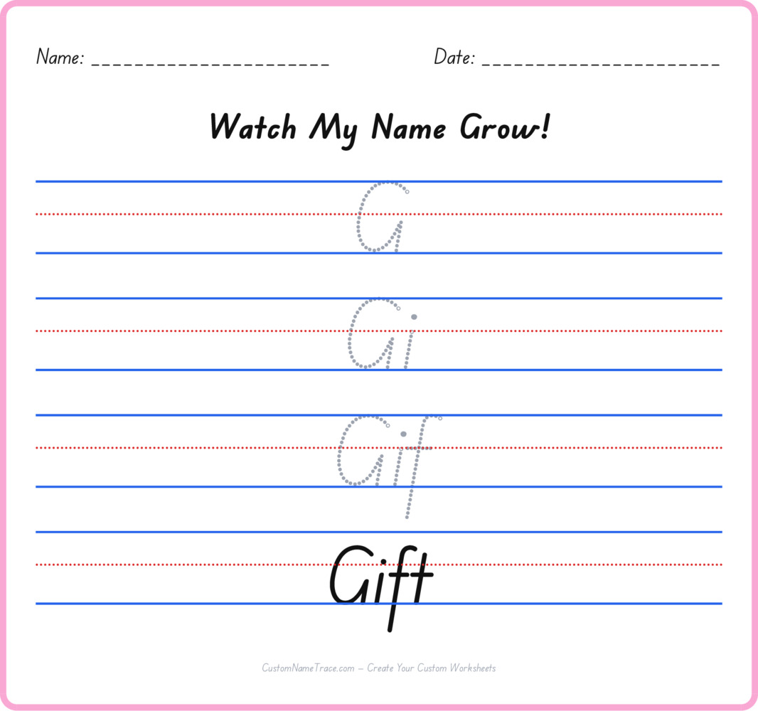 Free Gift custom name tracing - pyramid free worksheet