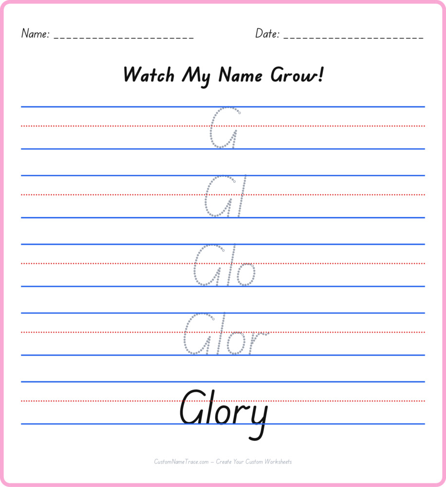 Free Glory custom name tracing - pyramid free worksheet