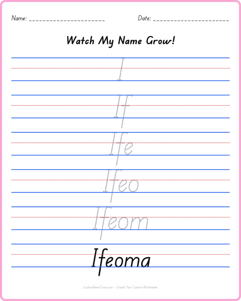 Free Ifeoma custom name tracing - pyramid free worksheet