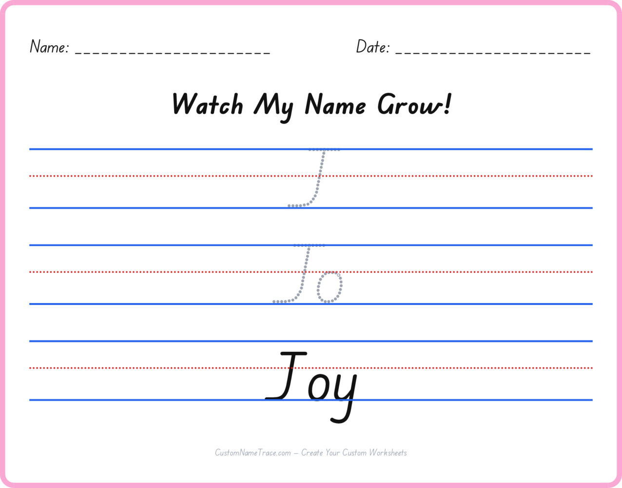 Free Joy custom name tracing - pyramid free worksheet