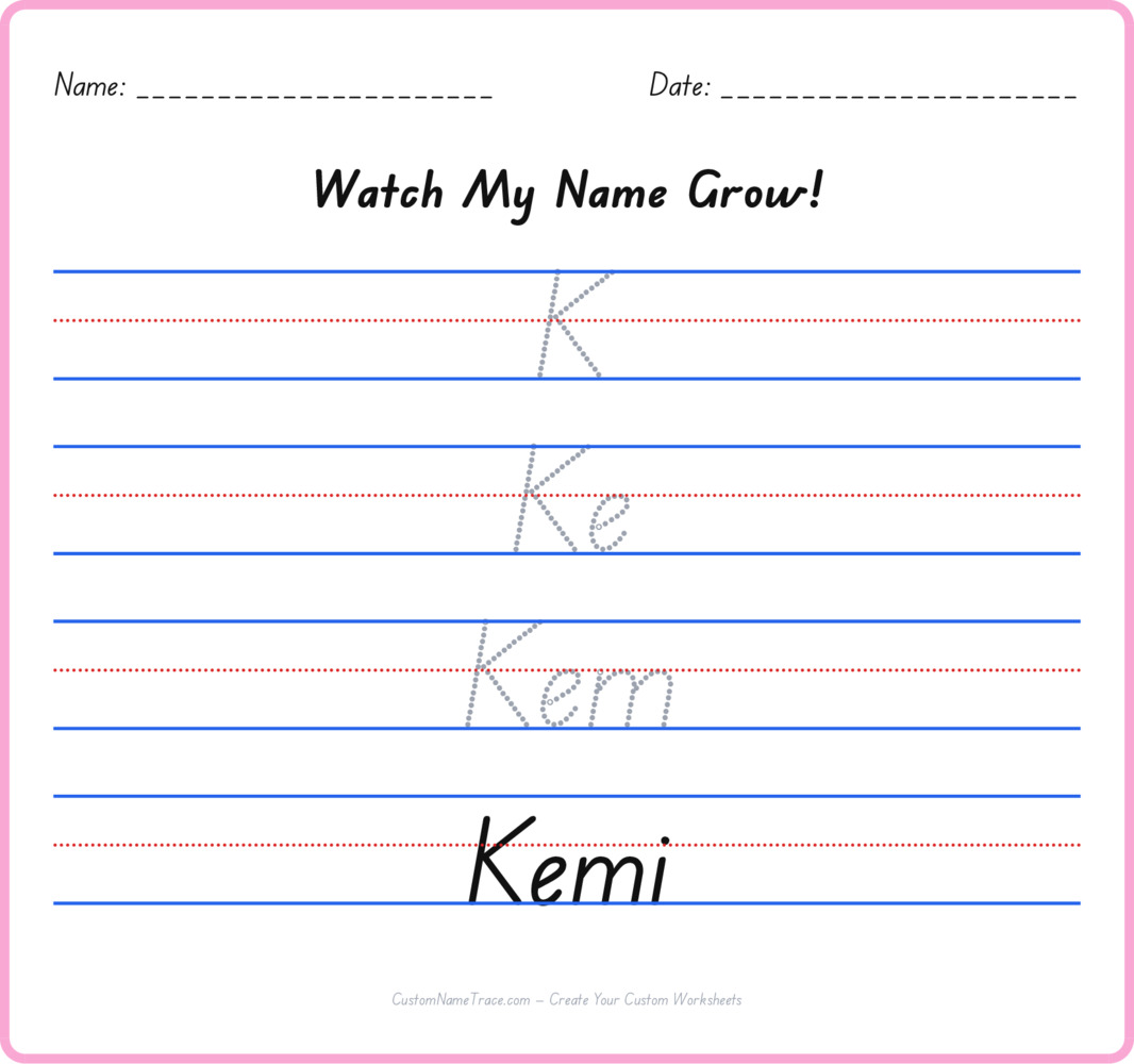 Free Kemi custom name tracing - pyramid free worksheet