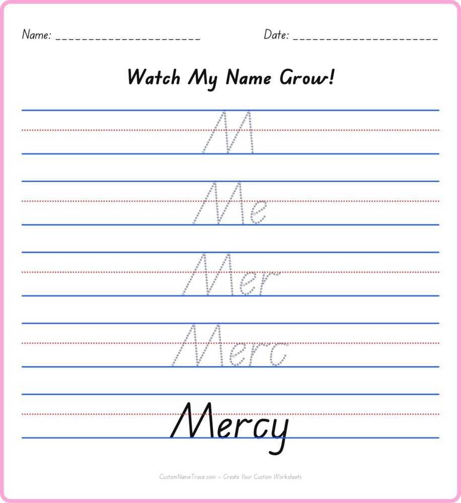 Free Mercy custom name tracing - pyramid free worksheet