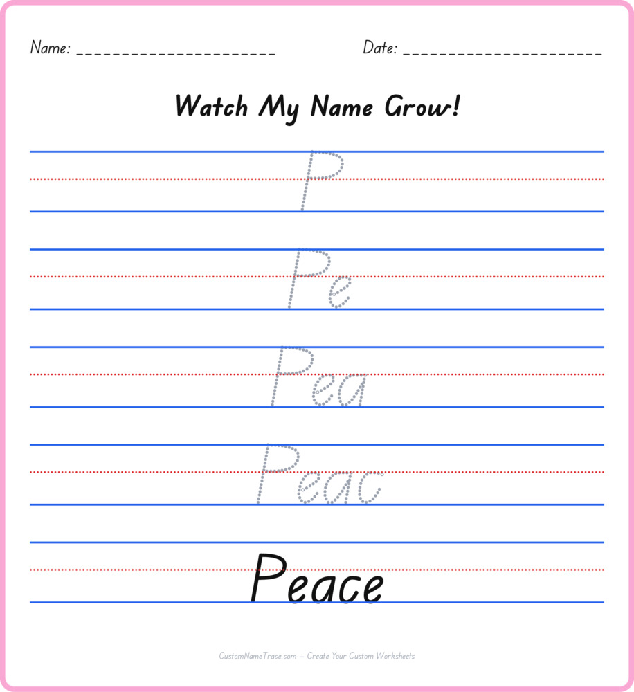 Free Peace custom name tracing - pyramid free worksheet