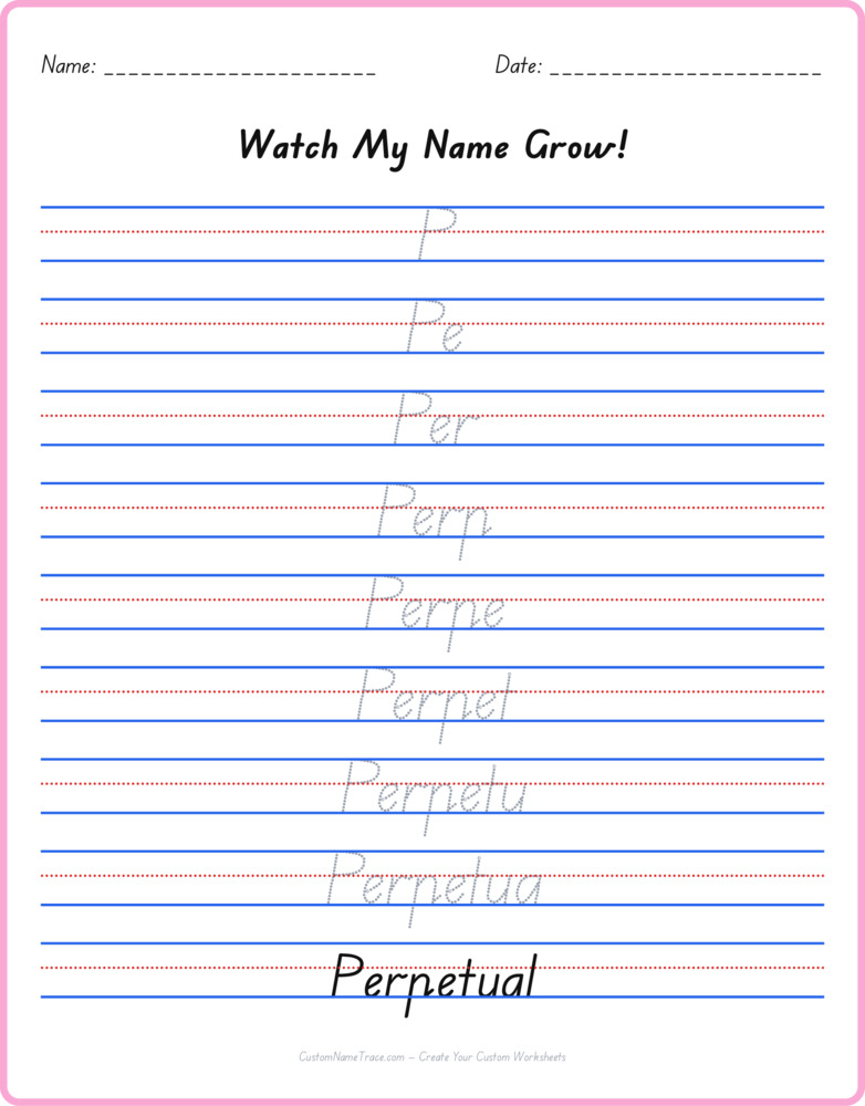 Free Perpetual custom name tracing - pyramid free worksheet