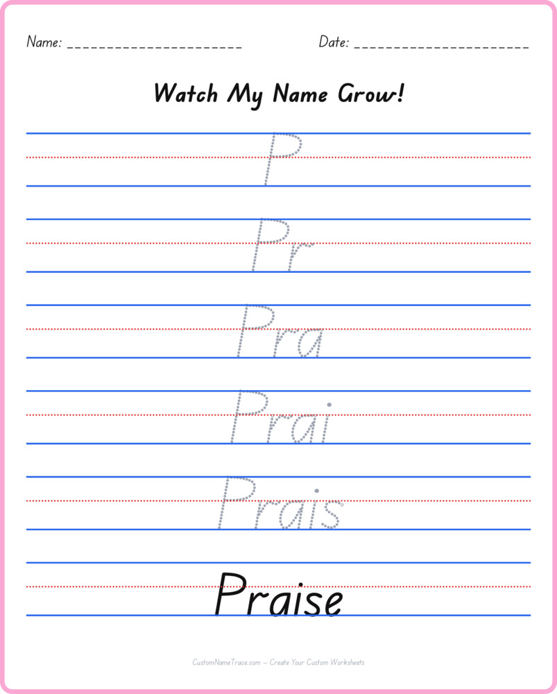 Free Praise custom name tracing - pyramid free worksheet