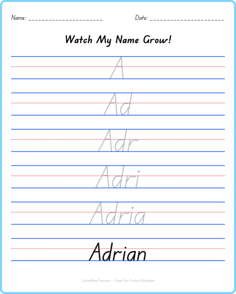 Free Adrian custom name tracing - pyramid free worksheet