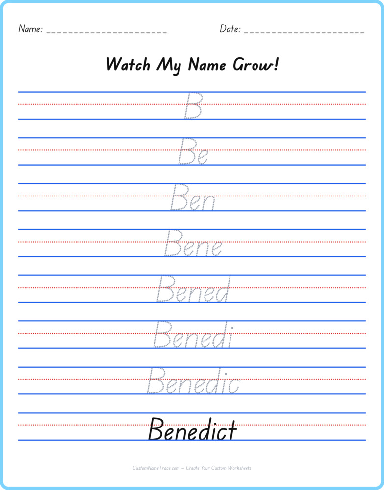 Free Benedict custom name tracing - pyramid free worksheet