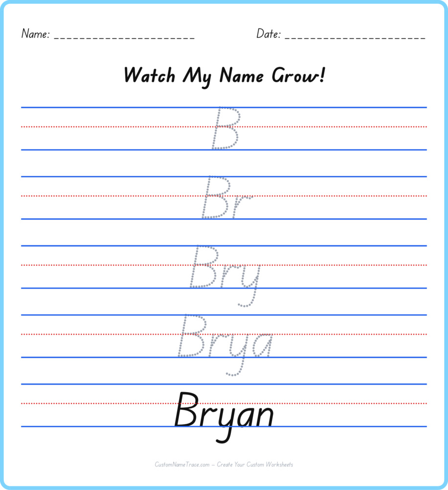Free Bryan custom name tracing - pyramid free worksheet