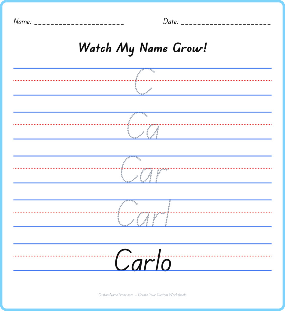 Free Carlo custom name tracing - pyramid free worksheet