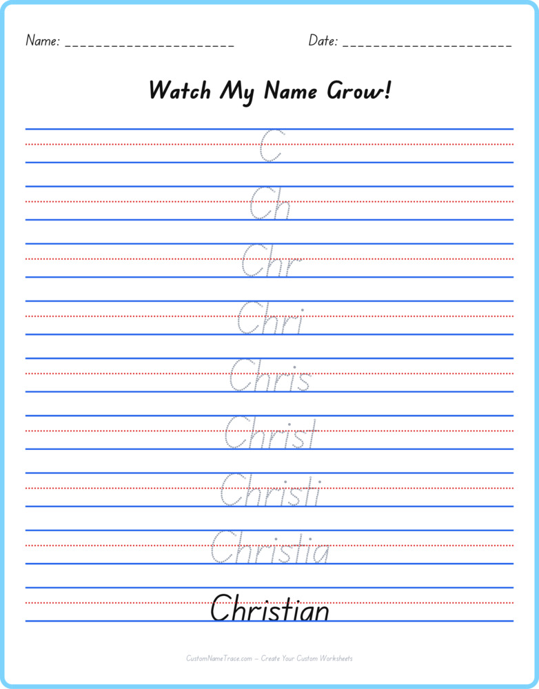Free Christian custom name tracing - pyramid free worksheet