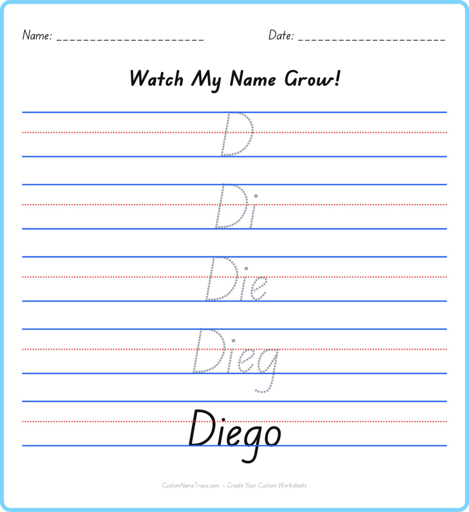 Free Diego custom name tracing - pyramid free worksheet