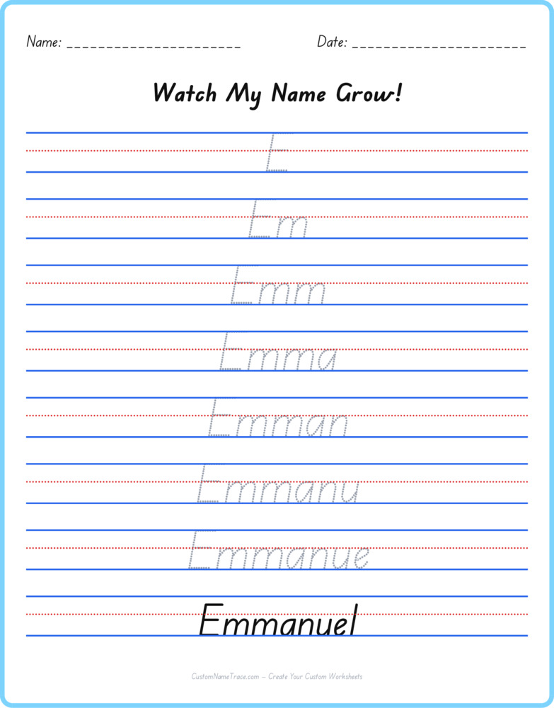Free Emmanuel custom name tracing - pyramid free worksheet