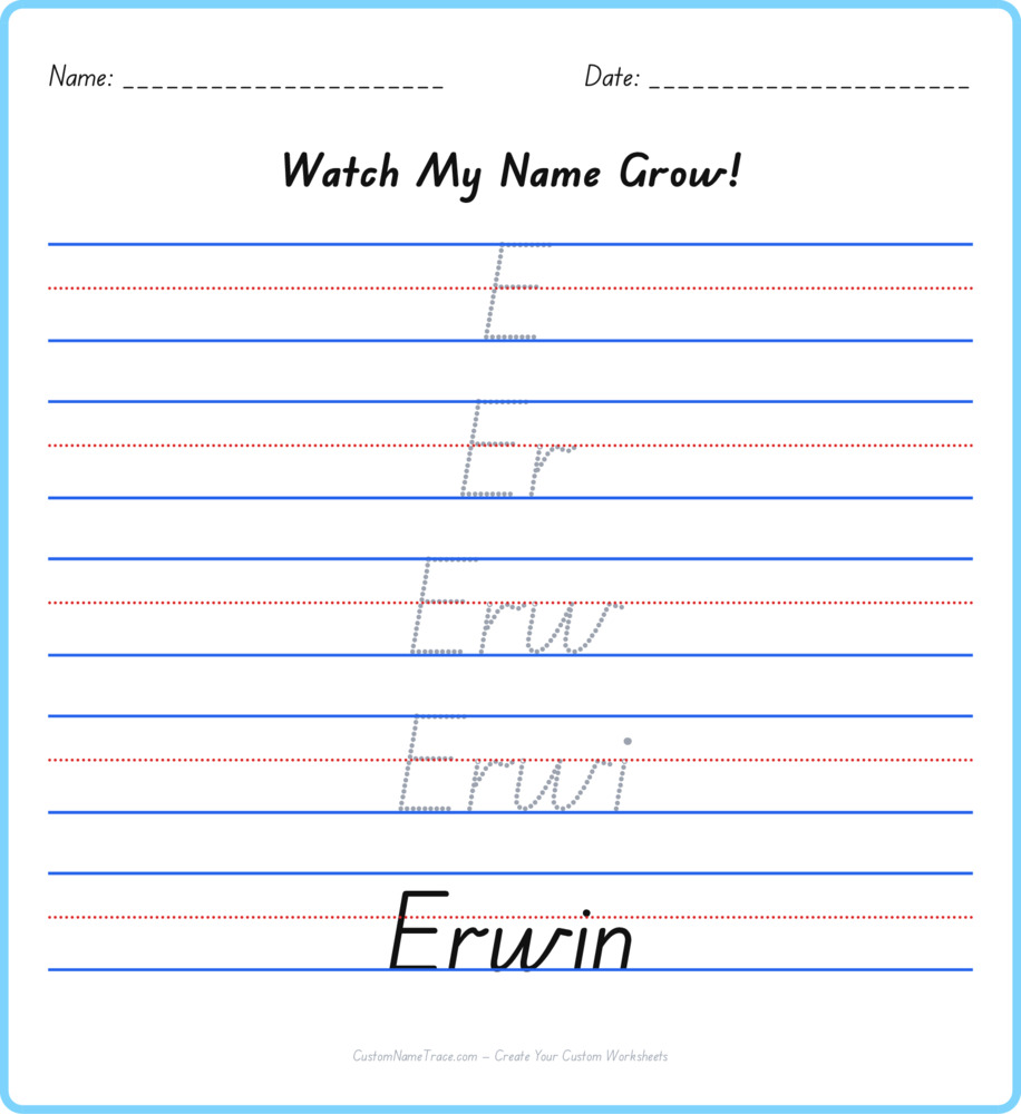 Free Erwin custom name tracing - pyramid free worksheet
