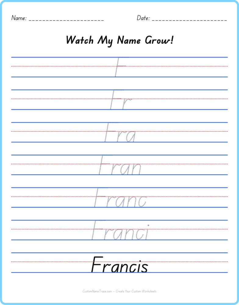 Free Francis custom name tracing - pyramid free worksheet